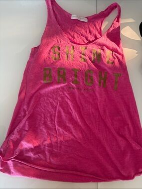 Spiritual Gangster Hot Pink Tank with Gold 'Shine Bright' Print